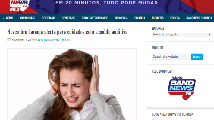 Entrevista Rádio BandNews Curitiba: principais causas do zumbido